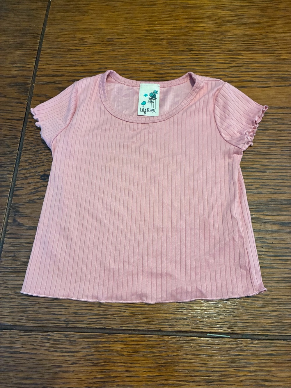Lily Bleu Ribbed Short Sleeve Tee in Light Pink